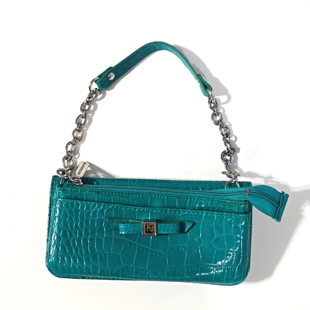 Liz Claiborne Blue Clutch with Glossy Texture